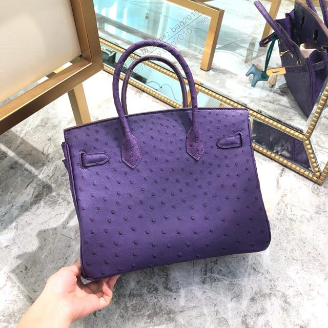 Hermes女包 愛馬仕Birkin30cm Hermes鉑金包 進口k級鴕鳥皮 手工蠟線縫製 Hermes鴕鳥皮手提女包  am1986
